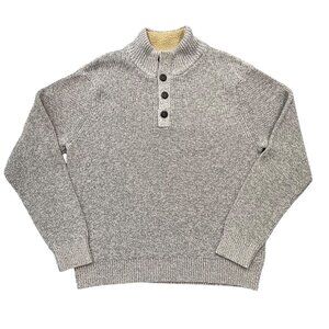 VTG GH Bass Marled Knit Henley Sweater Cotton Preppy Grandpa Taupe Mens XXL 2XL